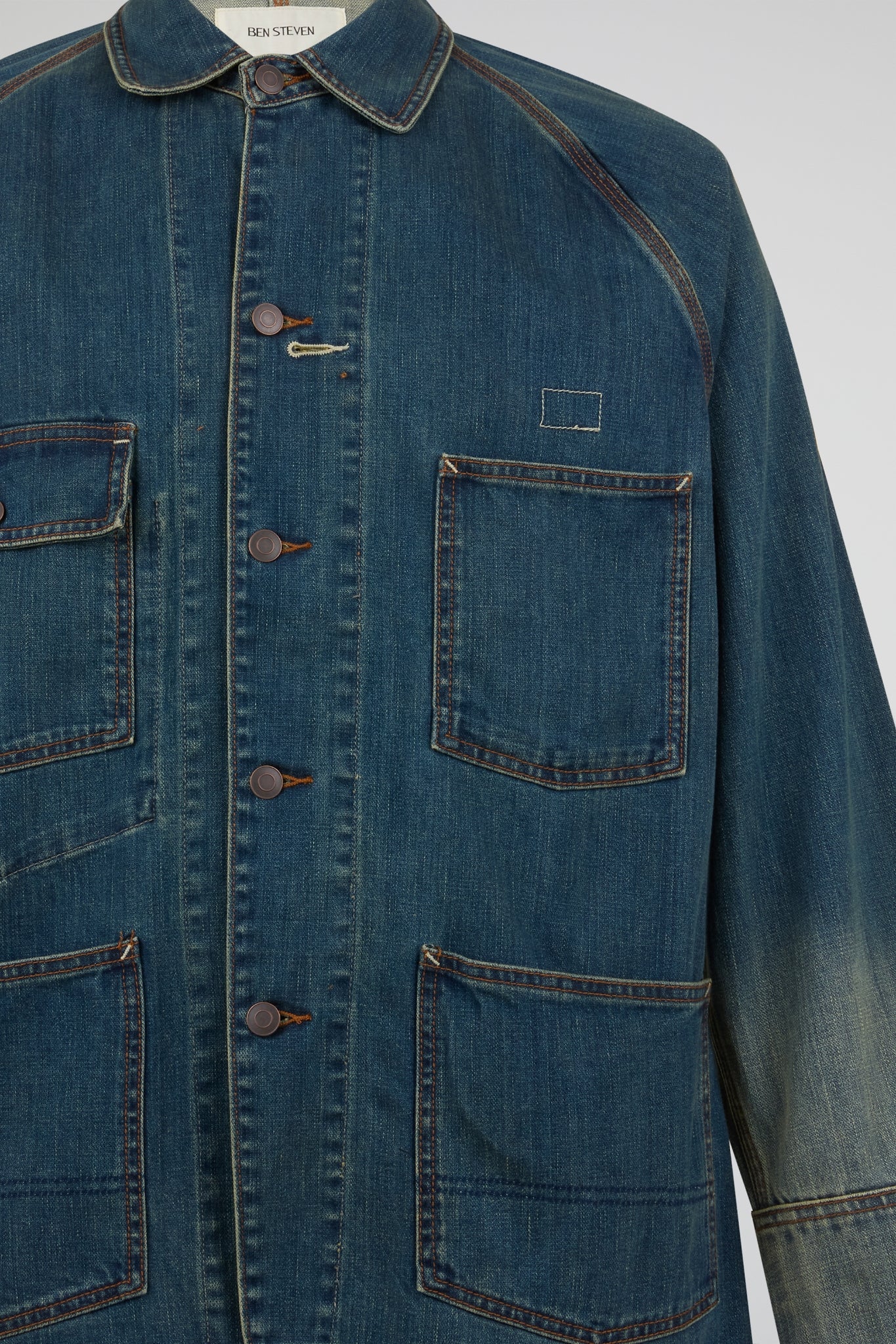 Washed Indigo Utility Denim Jacket