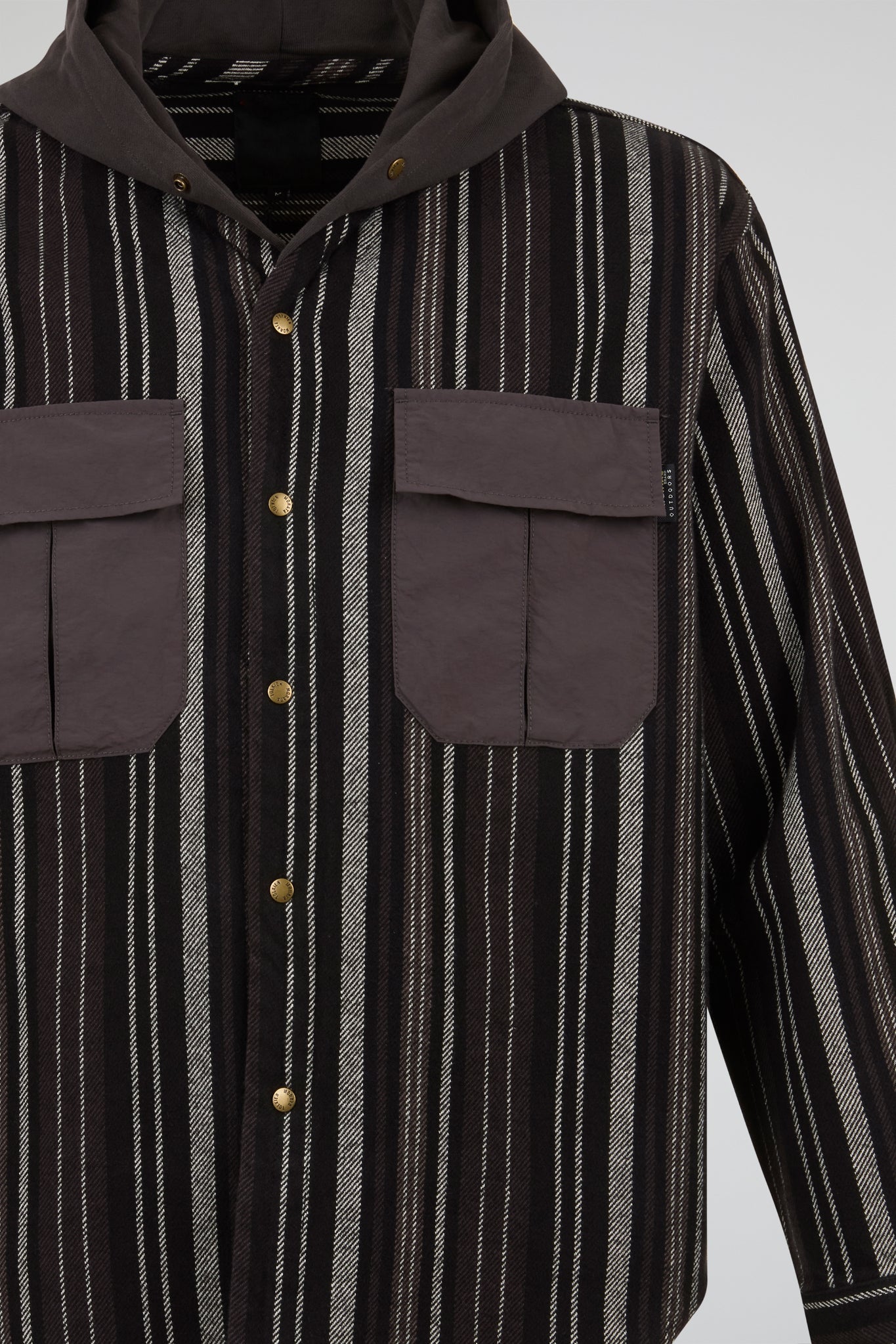Striped Utility Hooded Overshirt