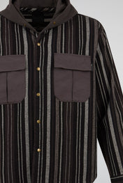 Striped Utility Hooded Overshirt