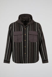 Striped Utility Hooded Overshirt