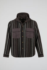 Striped Utility Hooded Overshirt