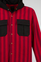 Dual Pocket Hooded Stripe Shirt