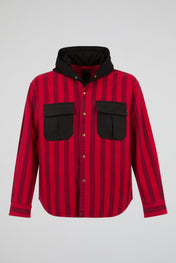 Dual Pocket Hooded Stripe Shirt