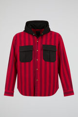 Dual Pocket Hooded Stripe Shirt