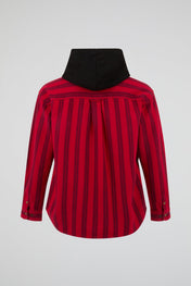 Dual Pocket Hooded Stripe Shirt