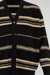 Striped V-Neck Knit Cardigan