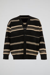 Striped V-Neck Knit Cardigan