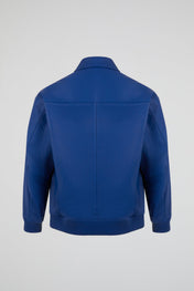 Structured Blue Leather Zip Jacket