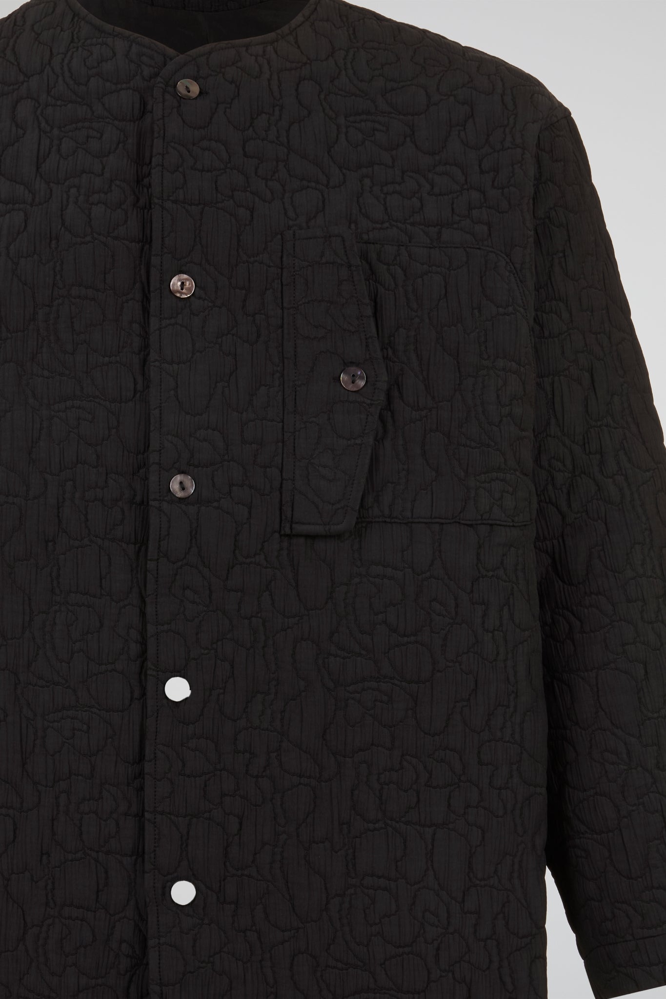 Black Quilted Utility Long Sleeves Shirt