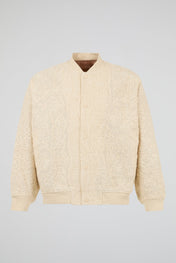 Ivory Embroidered Bomber Jacket
