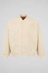 Ivory Embroidered Bomber Jacket