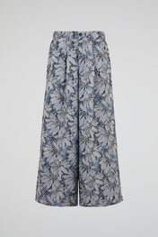 Abstract Leaf Print Wide-Leg Pants