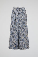 Abstract Leaf Print Wide-Leg Pants