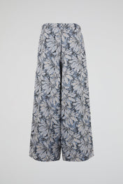 Abstract Leaf Print Wide-Leg Pants