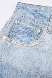 Faded Wide-Leg Denim Trousers