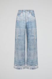 Faded Wide-Leg Denim Trousers