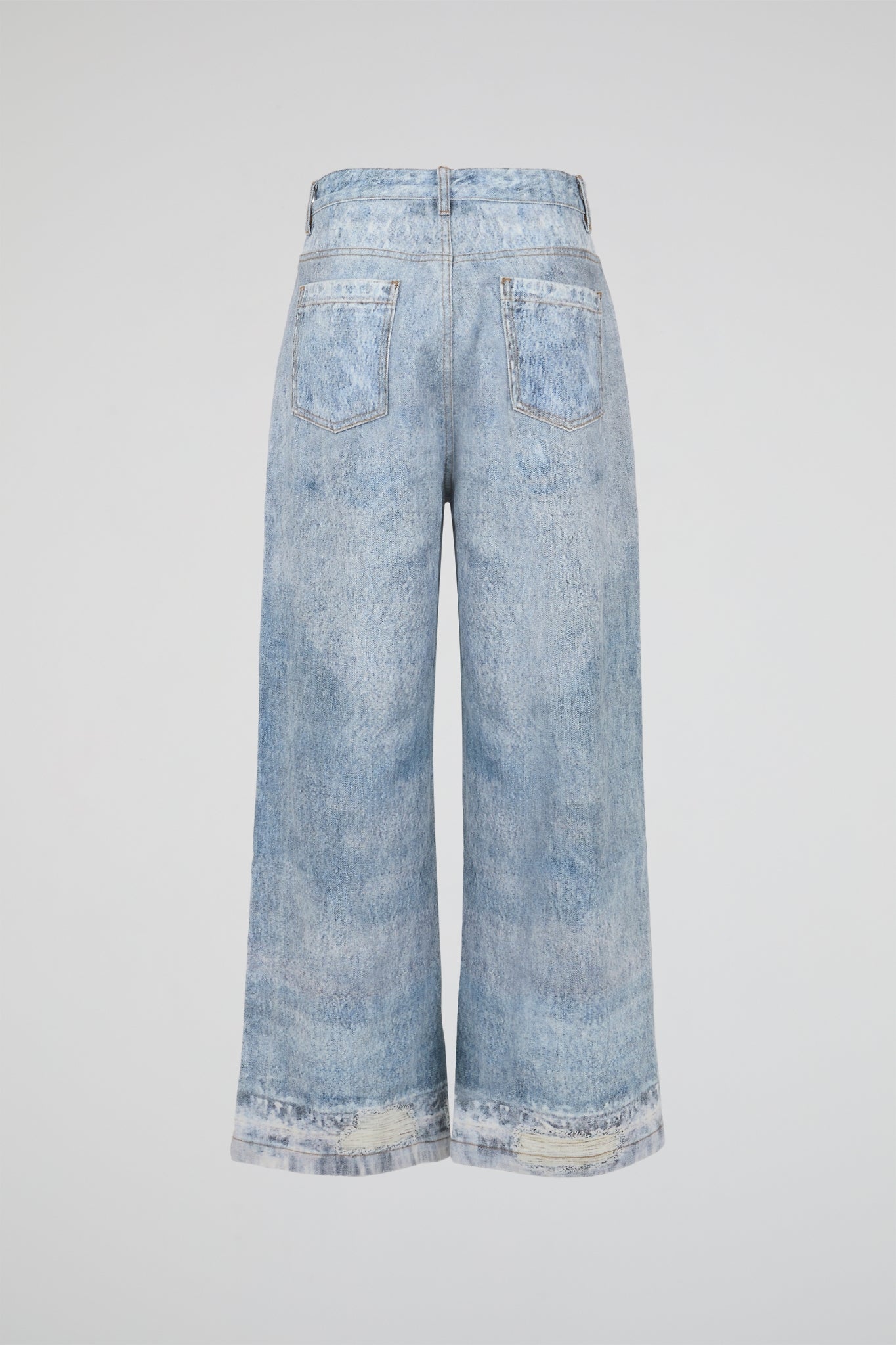 Faded Wide-Leg Denim Trousers