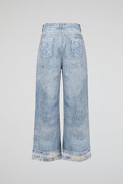 Faded Wide-Leg Denim Trousers