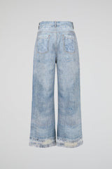 Faded Wide-Leg Denim Trousers