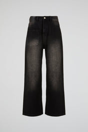 Washed Noir Wide Denim