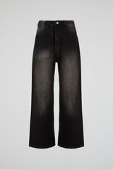Washed Noir Wide Denim