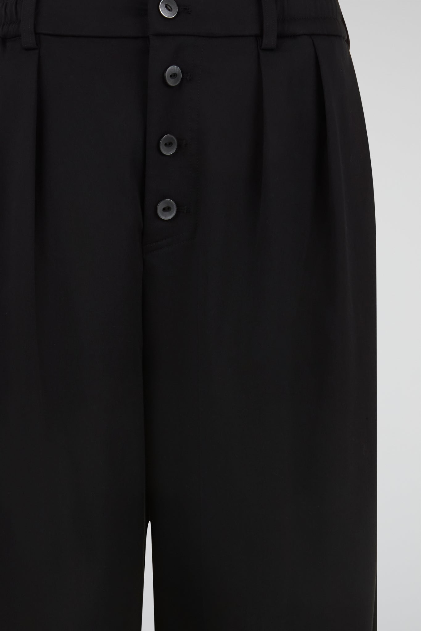 Black Pleated Button-Front Trousers