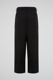 Black Pleated Button-Front Trousers