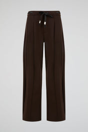 Brown Pleated Drawstring Trousers