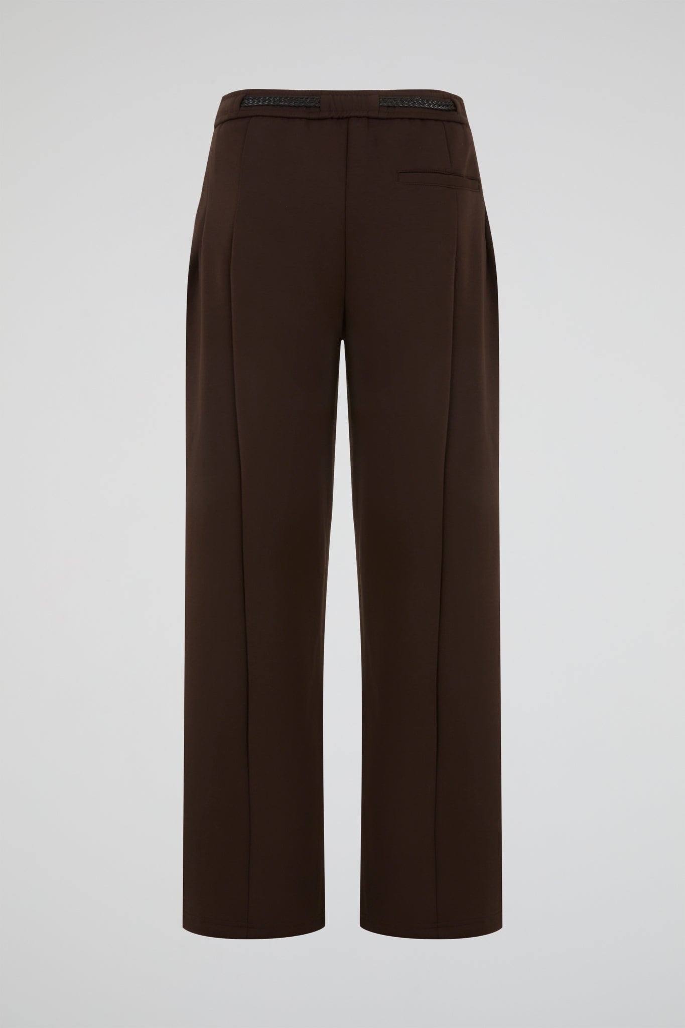 Brown Pleated Drawstring Trousers