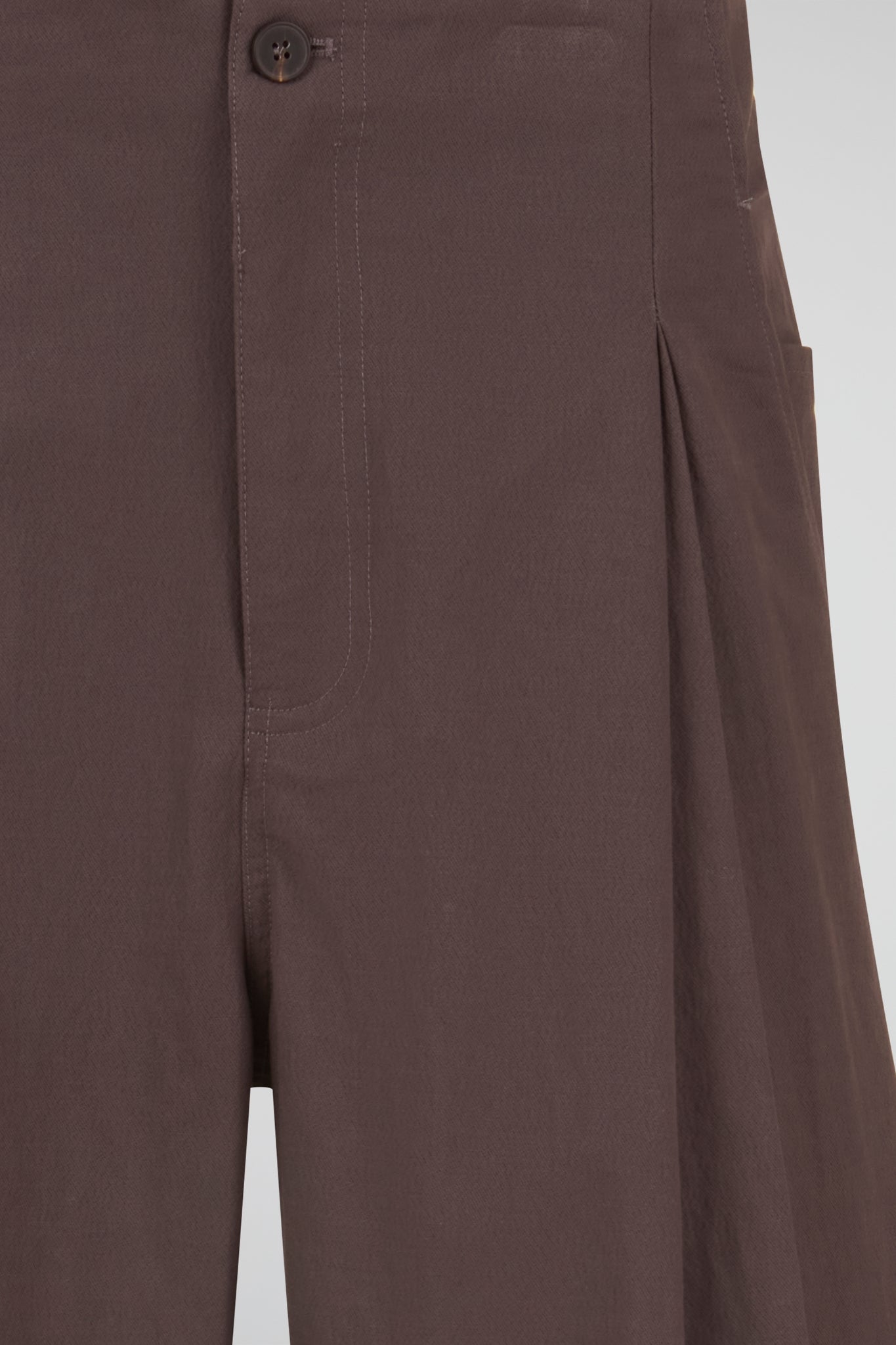 Brown Pleated Straight Leg Trouser