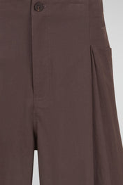 Brown Pleated Straight Leg Trouser
