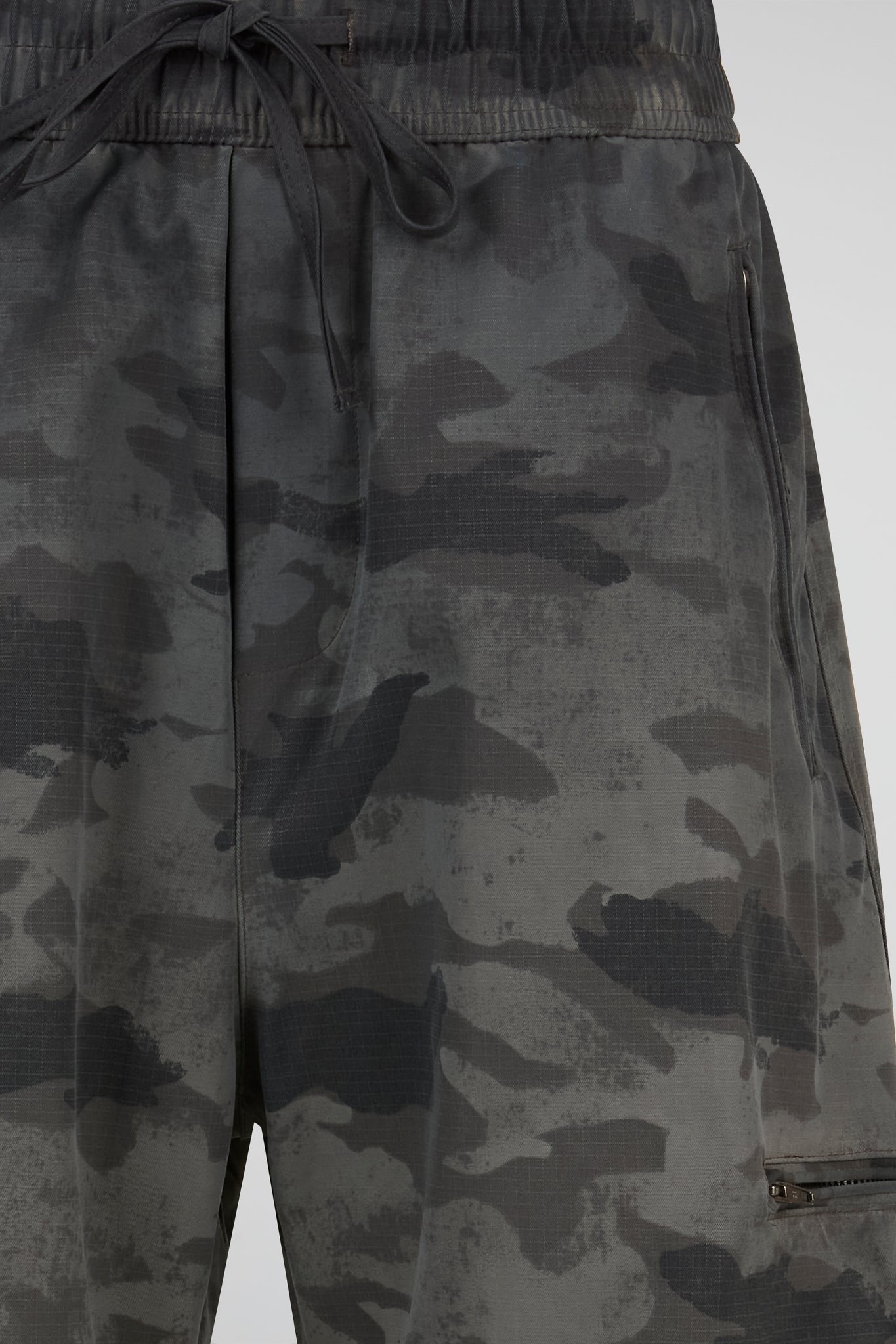 Monochrome Camouflage Drawstring Pants