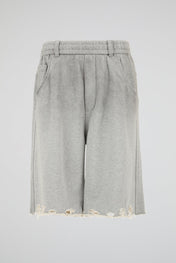 Distressed Hem Grey Jersey Shorts