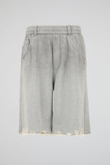 Distressed Hem Grey Jersey Shorts