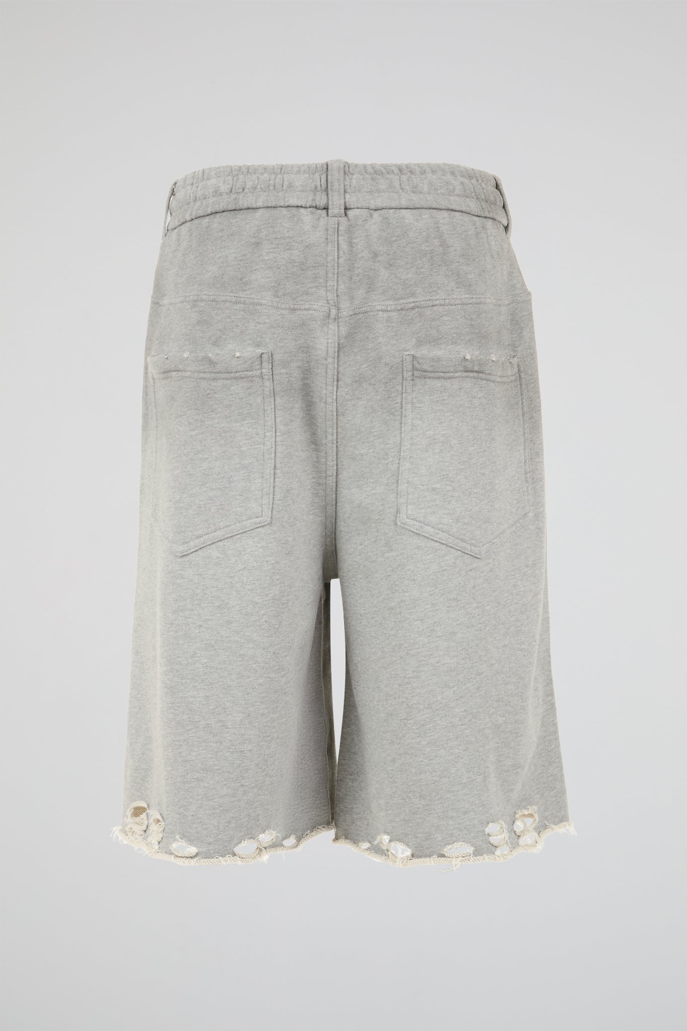 Distressed Hem Grey Jersey Shorts
