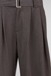 Brown Tailored Belted Wide Leg Trousers