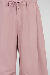 Pink Drawstring Wide-Leg Trousers