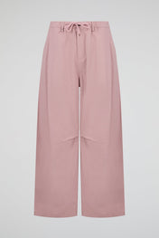 Pink Drawstring Wide-Leg Trousers