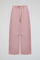 Pink Drawstring Wide-Leg Trousers