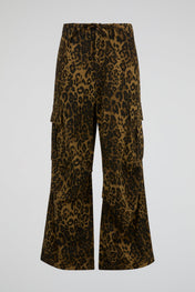 Leopard Utility Wide-Leg Cargo Trousers