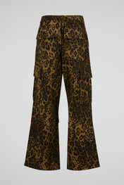 Leopard Utility Wide-Leg Cargo Trousers