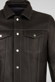 Contrast Stitch Leather Jacket