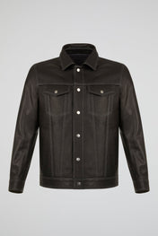 Contrast Stitch Leather Jacket