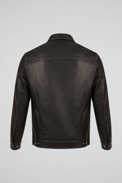 Contrast Stitch Leather Jacket