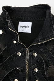 Strapped Black Denim Jacket