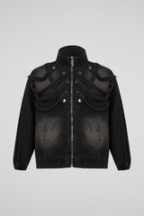 Strapped Black Denim Jacket