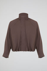 Brown Cropped Zip Jacket