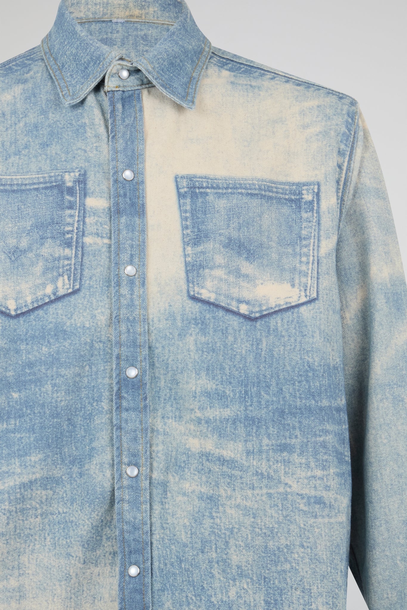 Acid-Wash Distressed Denim Shirt
