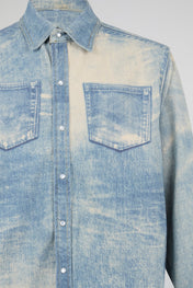 Acid-Wash Distressed Denim Shirt