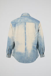 Acid-Wash Distressed Denim Shirt